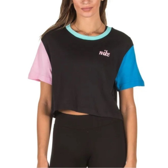 Nike Black Tee with Pink and Blue Accents - Picture 1 of 4